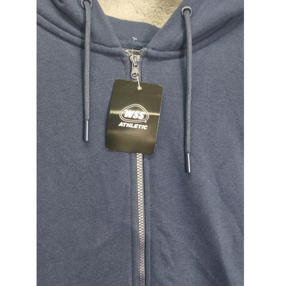 Navy Blue Full Zip Hoodie NWT WSS Drawstrings Pockets Sweater XL - Picture 5 of 5